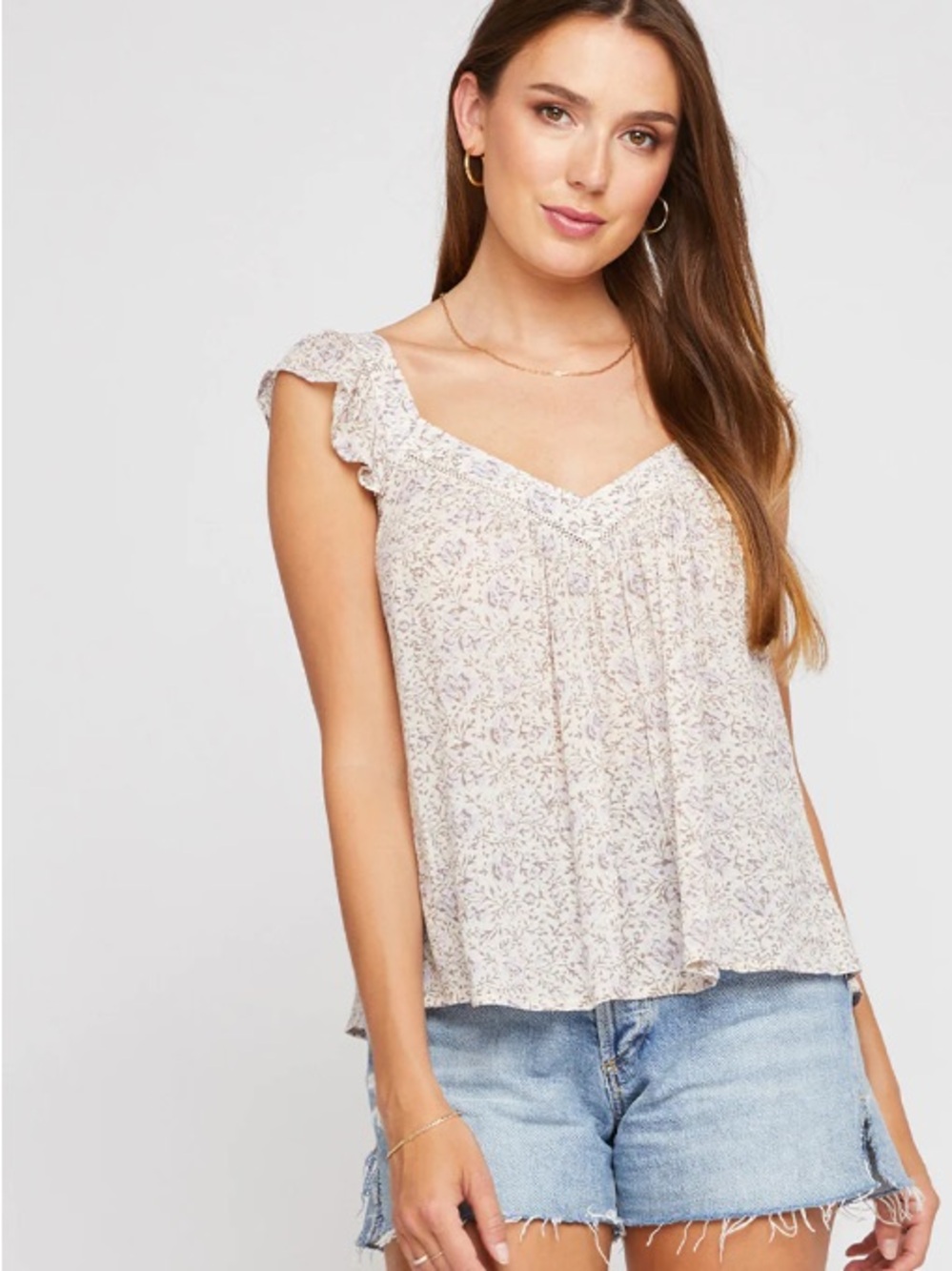 Gentle Fawn Cream and Purple Floral Blouse